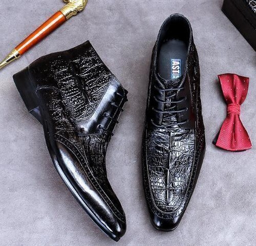 Men's Real Leather Ankle Boots Lace Up Dress Shoes Business 46 - Picture 8 of 13
