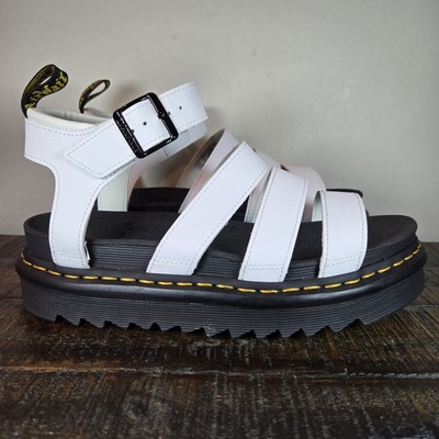 Dr Doc Martens Blaire Platform Sandals Womens 10 White Leather Shoes Strappy