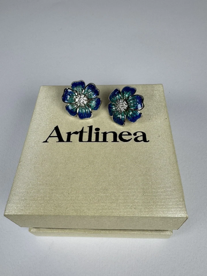 Orecchìni Smalto Fiore Art linea Argento 925 - Immagine 2 di 4