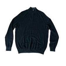 Barrow  Grove Black 1/4 Zip 100 Cashmere Sweater Mens Size XL