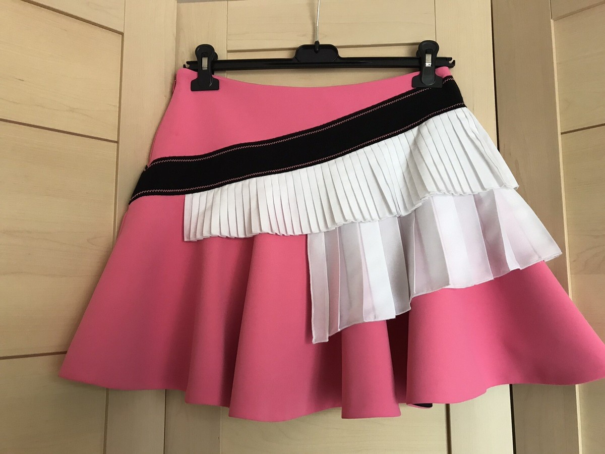 Victoria Beckham BRAND NEW Pink White Classic Flared Mini Skirt UK