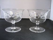 Pair vintage crystal snack bowls / sauce bowls / tableware