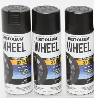 6 Cans of Rust-Oleum High Performance Wheel Coating Spray Paint Matt Black 11 oz