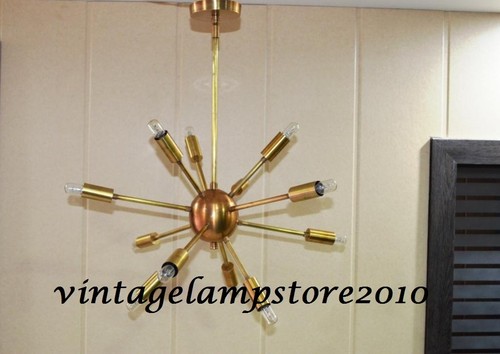 Vintage Decorative Brass Mid Century 12 Arms Sputnik chandelier Home Decor - Picture 4 of 7