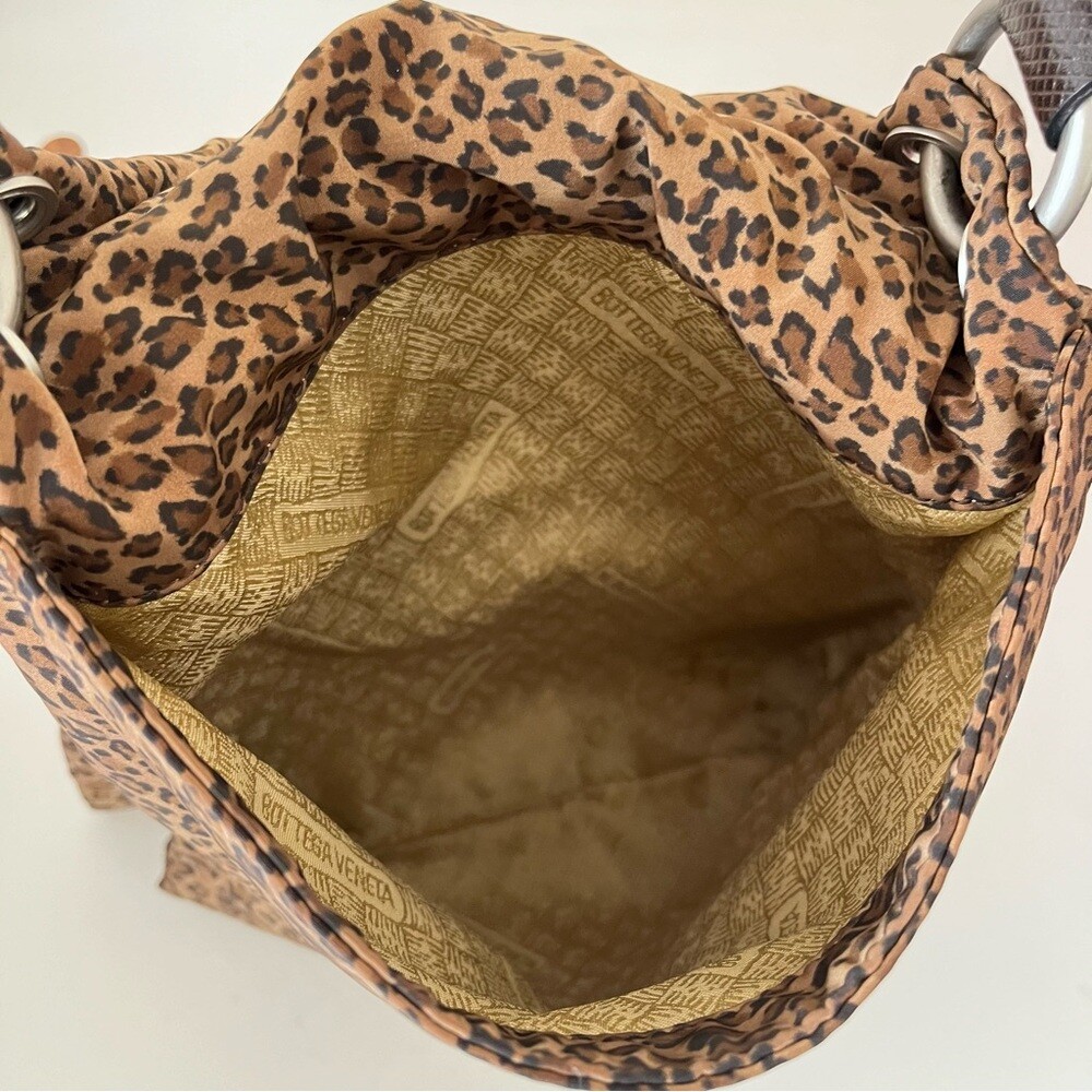 Bottega Veneta Leopard Print Flat Sac Shoulder Bag Cheetah