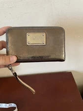 Michael Kors Nickel / Metallic Monogram Wristlet / Wallet 