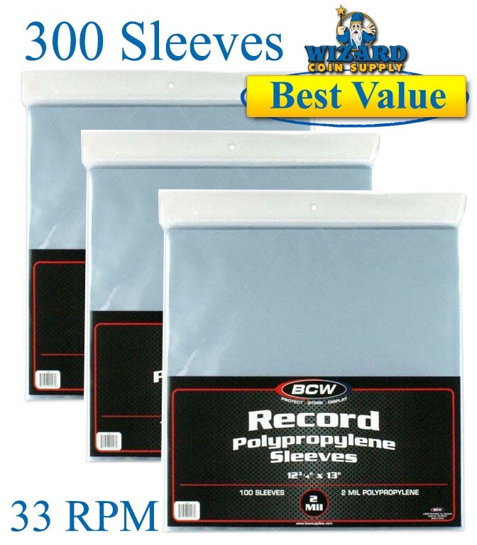 300 BCW 33 RPM Record Sleeves Plastic Outer LP Covers Album 