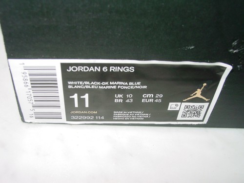Nike Air Jordan 6 Rings White/Dark Marine Blue/Black Shoe Box Only! Size 11 - Picture 9 of 9