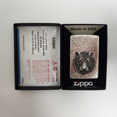 Zippo Lighter Tiger Eye Emblem Silver Korean Design ?Genuine 