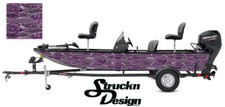 Gray Purple Abstract Cracked Surface Fish Bass Boat Black Decal Wrap USA Vinyl