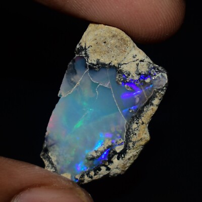 Premium Schwarzopal grob 15,35 cts, äthiopischer Welo Opal Roh Edelstein für ...