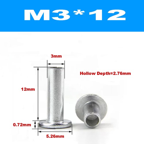 Aluminum Large Round / Flat Head Semi Hollow Rivet,Hollow Rivet, M2M2.5M3M4M5M6 - Picture 92 of 123
