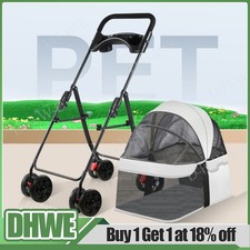 Dog Stroller Pet Pram 4 Wheels Dog Pushchair with Brake Foldable Travel Puppy