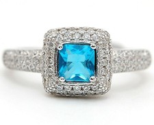Treated 2CT Aquamarine  925 Sterling Silver Ring Jewelry Sz 7 IB1-7