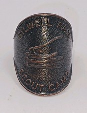 UK Scouting Gilwell Park Scout  Park Training Axe & Log Metal Woggle Vintage 