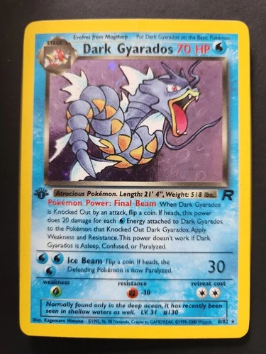 Pokémon TCG Dark Gyarados Holo Rare Card 8/82  1st edition