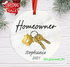 Homeowner gift, Personalized Christmas First Home Ornament, Home Key, New Hom...