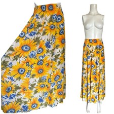 Vintage 90  s Tessuto Sunflower Floral Maxi Skirt Sz S
