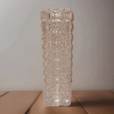 Vintage Vase Pasabahce Made in Turkey Clear Glass Square Blocks 6.5'' x 2'' x 2''