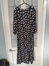 F&F Daisy Print Loose Fit Maxi Dress 3/4 Sleeve Size 10