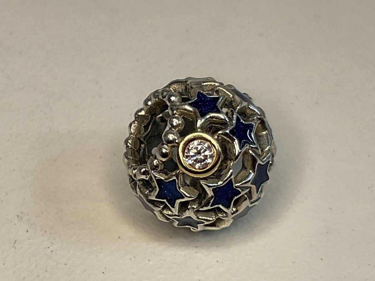 Pandora Two Toned Night Sky Charm Retired 14k Accent View 5
