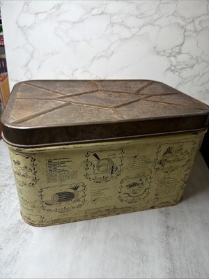 Vintage Cheinco Tin Bread Box with Recipes