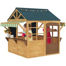 AIYAPLAY Wooden Playhouse for Kids Outdoor, Foldable Wendy House, Brown