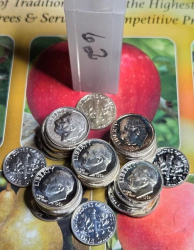 1962 Roll of (50) Proof Roosevelt Silver Dimes $5 Face Value 90% Silver