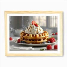 Belgische Waffeln Kunstdruck gerahmt Wandbild Poster Leinwanddruck Bild