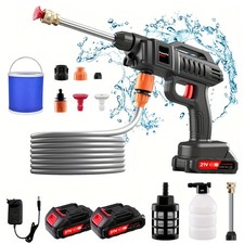 Cordless 21V Portable Pressure Washer Car Washer w/2 Batteries & Foam Nozzle