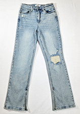 Judy Blue Women's High-Waist Distressed Knee Straight-Leg Jeans - 7/28