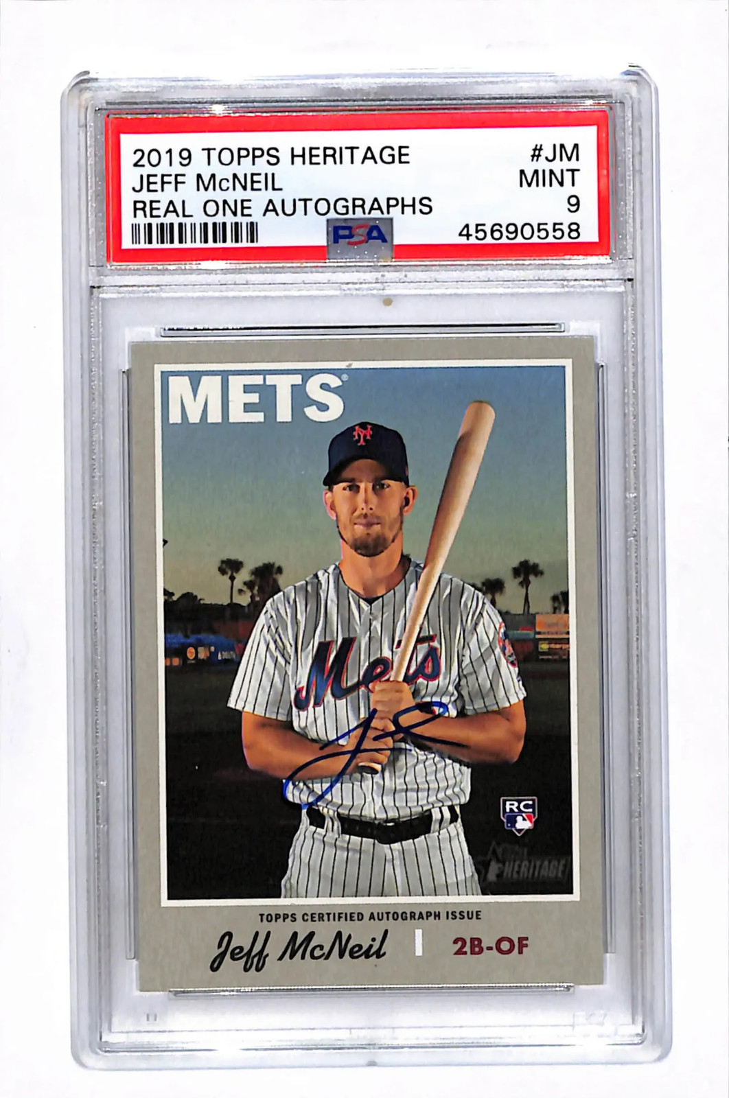 2019 Topps Heritage Real One Autographs Jeff Mcneil #JM PSA 9 Auto