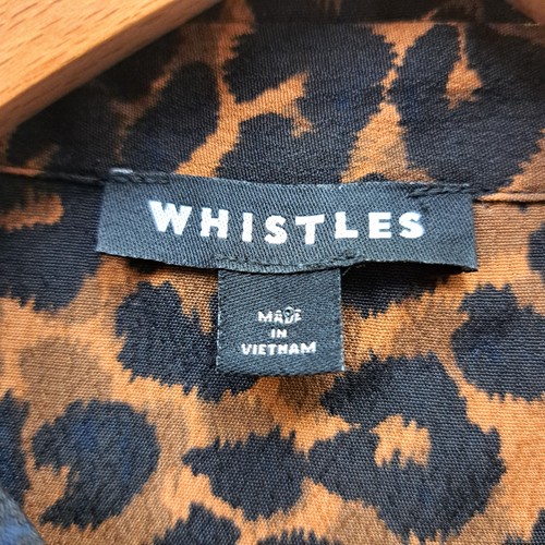 Whistles Tiger/Leopard Print Long Sleeve Collared Brown & Black Top Viscose UK 8 - Picture 2 of 8