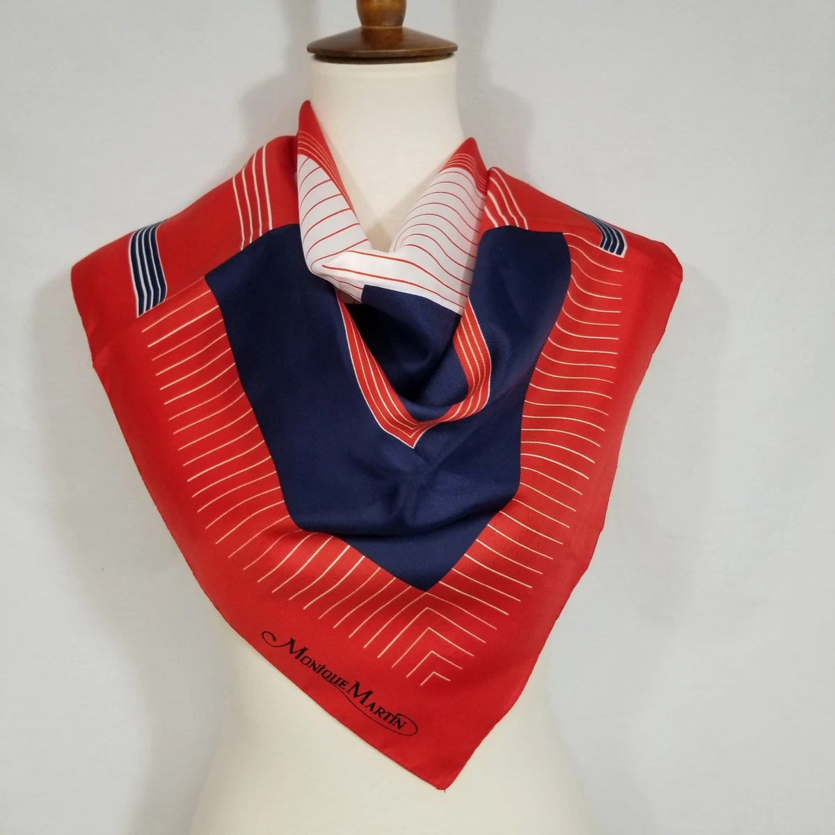 Foulard Carré Vintage Femme 80x80 Cm - Polyester Rouge Et Vert - Accessoire Rétro Chic