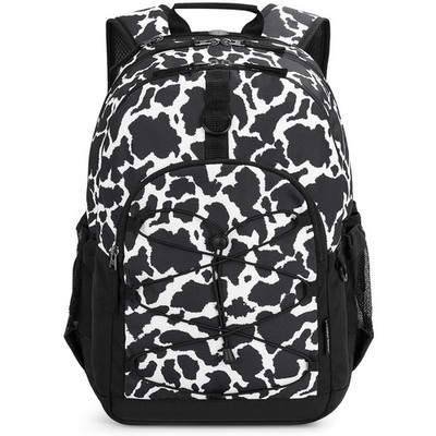 Choco Mocha Cow Print Backpack for Teen Girls, 18 inches, Black
