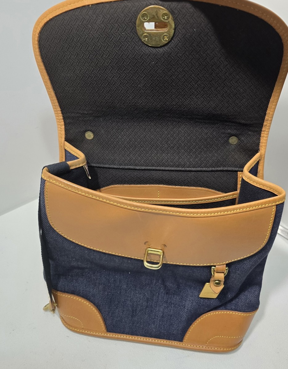 Vintage Dooney & Bourke Denim Leather Cabriolet Backpack USA 