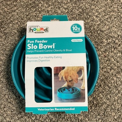 Outward Hound Fun Feeder Slo Bowl, Slow Feeder Dog Bowl, Ladge/Regular, Green 