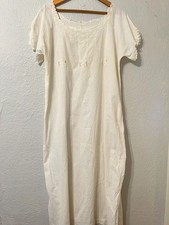 READ Antique Nightgown White Cotton Victorian Edwardian Handmade Embroidered