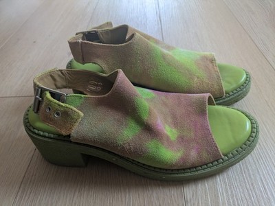 JOHN FLUEVOG Goofball Green Tie Dye Size 7.5 (8) Open Toe Slingback Mules $339