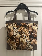 J P Ourse  Cie Dog Print Tote Bag. NWT.High Quality Brown Leather Trim. Bolivia