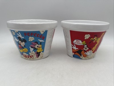 Lot Of Two Disney Three Sided Ceramic Popcorn Buckets Mickey Mouse Goofy Minnie