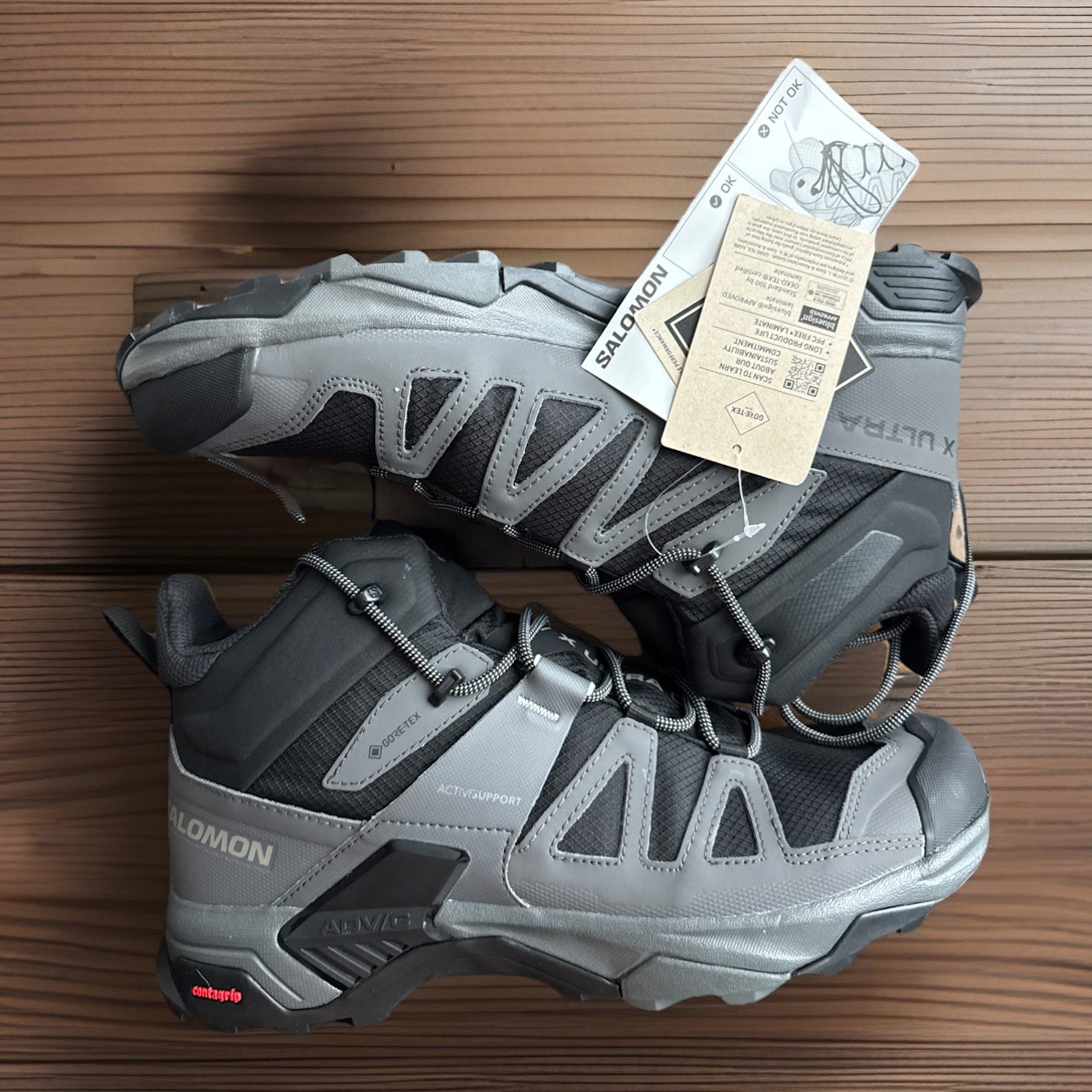 Scarpe uomo Salomon X Ultra 4 Mid GTX Gore Tex stile nero grigio 413384 taglia 11 5