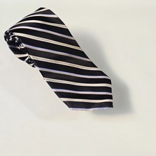 Chaps Men’s Designer Neck Tie Hand Made 100% Silk Striped Dress Tie