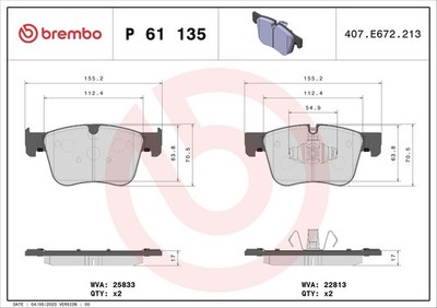 BREMBO Bremsbelagsatz Scheibenbremse PRIME P 61 135 für CITROËN OPEL C4 PEUGEOT