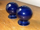 FIESTAWARE HLC Salt & Pepper Shakers Retired Cobalt Ball Shape Made in USA