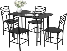 5 Piece Dining Table Set, Small Kitchen Table Chairs Set of 4, Space-Saving Dine