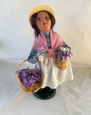 Byers Choice Days 2001 Event Piece Girl w/ Baskets of Flowers Signed by Joyce