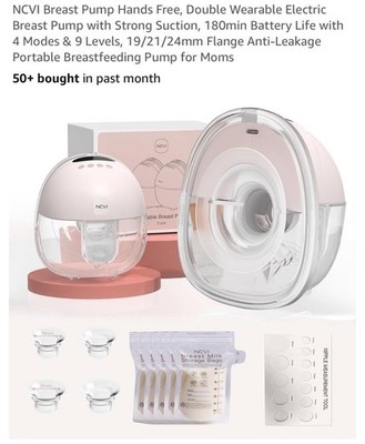 NCVI Hands Free Breast Pump, Wearable Breast Pump, Double Electric Breast Pump