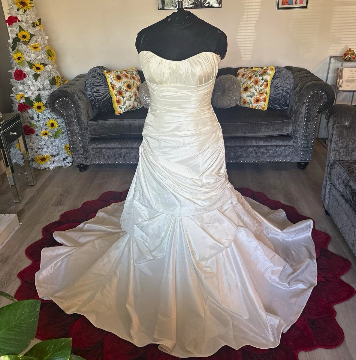 ebay ivory wedding dresses Ruching Satin for sale EOFY