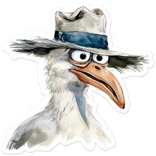 Seagull Bird Hat - Vinyl Decal Sticker - Car Window Laptop - ebn12268